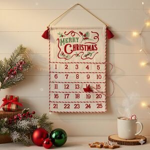 Martha Stewart Fabric Christmas Holiday Advent Count Down Calendar Home Decor